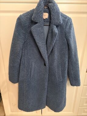 LOFT Blue Teddy Coat with Notch Collar
